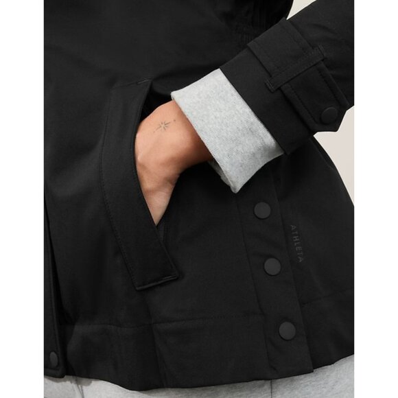 ATHLETA S RainOut Sutro Trench Jacket Small Black - Picture 5 of 7